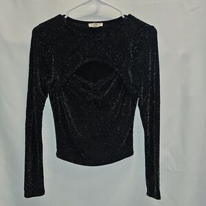 Moa Moa Glittering Black Long Sleeve Blouse